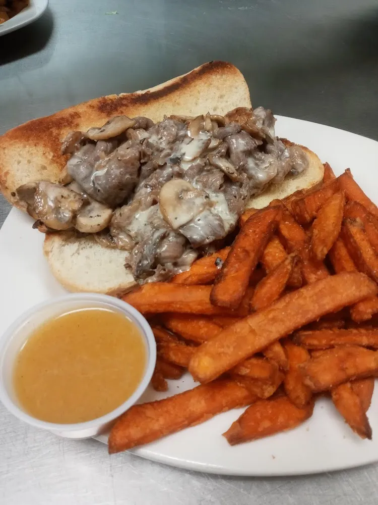 French Dip with Mushrooms and Onions