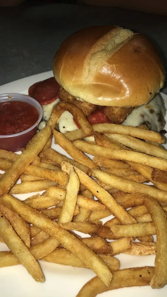 Pizza Burger and Fries